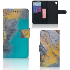 Sony Xperia Z3 Bookcase Marble Blue Gold