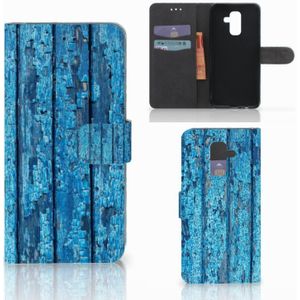 Samsung Galaxy A6 Plus 2018 Book Style Case Wood Blue