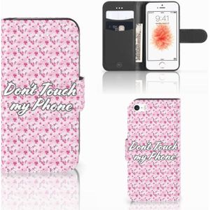 Apple iPhone 5 | 5s | SE Portemonnee Hoesje Flowers Pink DTMP