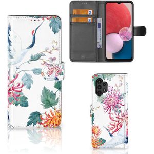 Samsung Galaxy A13 (4G) Telefoonhoesje met Pasjes Bird Flowers