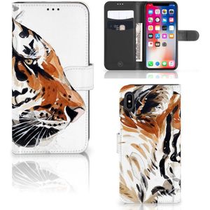 Hoesje Apple iPhone Xs Max Watercolor Tiger