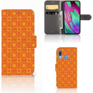 Samsung Galaxy A40 Telefoon Hoesje Batik Oranje