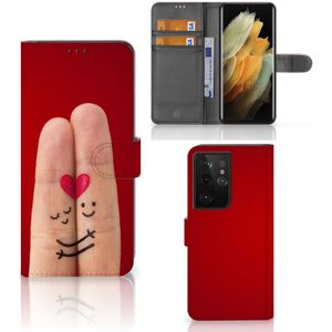 Samsung Galaxy S21 Ultra Wallet Case met Pasjes Liefde - Origineel Romantisch Cadeau