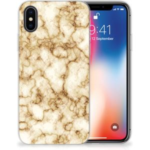 Apple iPhone X | Xs TPU Siliconen Hoesje Marmer Goud