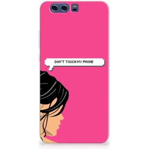 Huawei P10 Plus Silicone-hoesje Woman Don't Touch My Phone