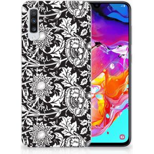 Samsung Galaxy A70 TPU Case Black Flowers