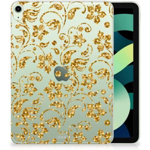 iPad Air (2020/2022) 10.9 inch Siliconen Hoesje Gouden Bloemen