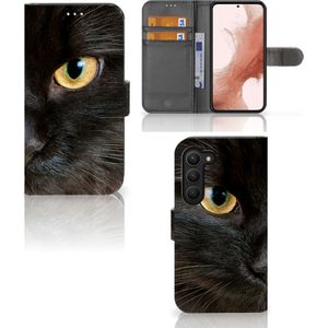 Samsung Galaxy S23 Telefoonhoesje met Pasjes Zwarte Kat
