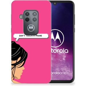 Motorola One Zoom Silicone-hoesje Woman Don't Touch My Phone
