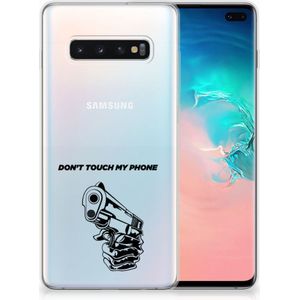 Samsung Galaxy S10 Plus Silicone-hoesje Gun Don't Touch My Phone