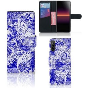 Telefoonhoesje met Naam Sony Xperia L4 Angel Skull Blauw