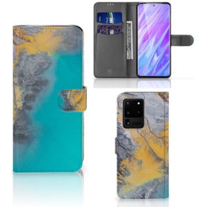 Samsung Galaxy S20 Ultra Bookcase Marble Blue Gold