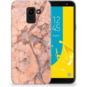 Samsung Galaxy J6 2018 TPU Siliconen Hoesje Marmer Oranje