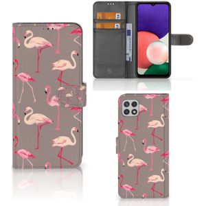 Samsung Galaxy A22 5G Telefoonhoesje met Pasjes Flamingo