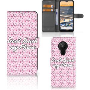 Nokia 5.3 Portemonnee Hoesje Flowers Pink DTMP