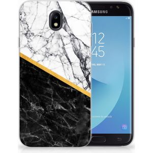 Samsung Galaxy J7 2017 | J7 Pro TPU Siliconen Hoesje Marmer Wit Zwart - Origineel Cadeau Man