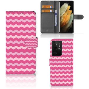 Samsung Galaxy S21 Ultra Telefoon Hoesje Waves Pink
