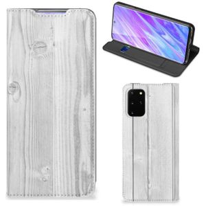 Samsung Galaxy S20 Plus Book Wallet Case White Wood