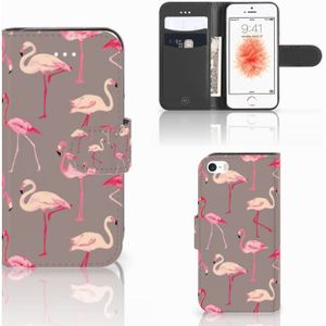 Apple iPhone 5 | 5s | SE Telefoonhoesje met Pasjes Flamingo