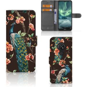 Nokia 7.2 | Nokia 6.2 Telefoonhoesje met Pasjes Pauw met Bloemen