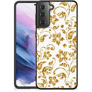 Samsung Galaxy S21 Plus Bloemen Hoesje Gouden Bloemen