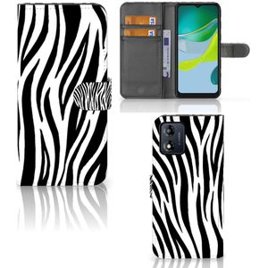 Motorola Moto E13 4G Telefoonhoesje met Pasjes Zebra