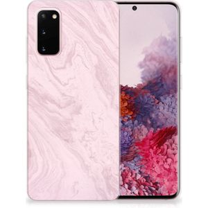 Samsung Galaxy S20 TPU Siliconen Hoesje Marble Pink - Origineel Cadeau Vriendin
