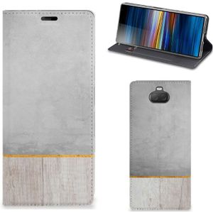 Sony Xperia 10 Plus Book Wallet Case Wood Concrete