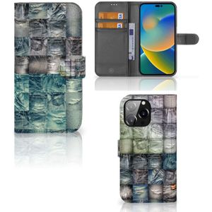 Wallet Case met Pasjes iPhone 14 Pro Max Spijkerbroeken
