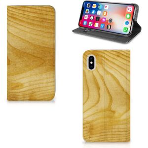 Apple iPhone Xs Max Book Wallet Case Licht Hout