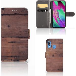 Samsung Galaxy A40 Book Style Case Old Wood