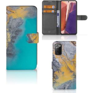 Samsung Galaxy Note 20 Bookcase Marble Blue Gold