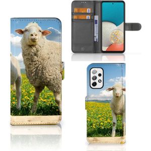 Samsung Galaxy A73 5G Telefoonhoesje met Pasjes Schaap en Lammetje