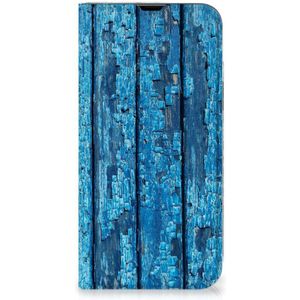 iPhone 13 Pro Max Book Wallet Case Wood Blue