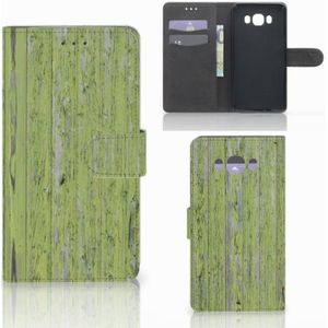 Samsung Galaxy J7 2016 Book Style Case Green Wood