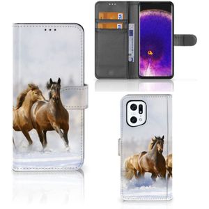 OPPO Find X5 Pro Telefoonhoesje met Pasjes Paarden