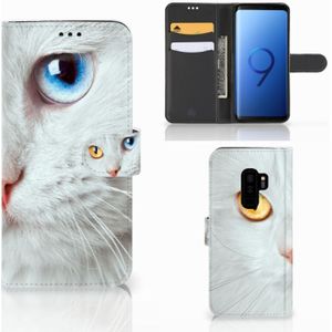 Samsung Galaxy S9 Plus Telefoonhoesje met Pasjes Witte Kat