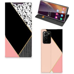 Samsung Galaxy Note 20 Ultra Stand Case Zwart Roze Vormen