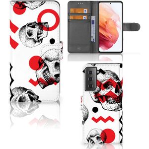 Telefoonhoesje met Naam Samsung Galaxy S21 Skull Red