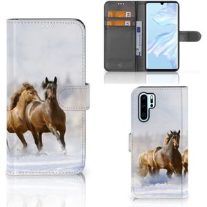 Huawei P30 Pro Telefoonhoesje met Pasjes Paarden