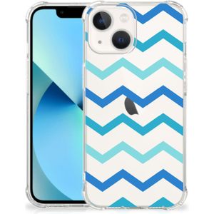 iPhone 13 mini Doorzichtige Silicone Hoesje Zigzag Blauw