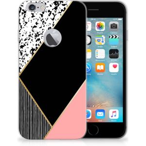 Apple iPhone 6 Plus | 6s Plus TPU Hoesje Zwart Roze Vormen