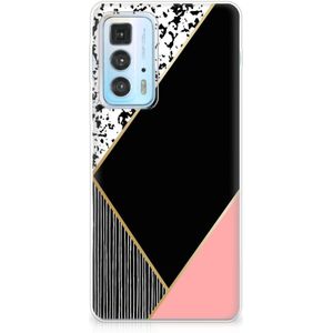 Motorola Edge 20 Pro TPU Hoesje Zwart Roze Vormen