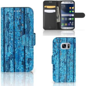 Samsung Galaxy S7 Book Style Case Wood Blue