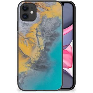 iPhone 11 Marmeren Print Telefoonhoesje Marble Blue Gold