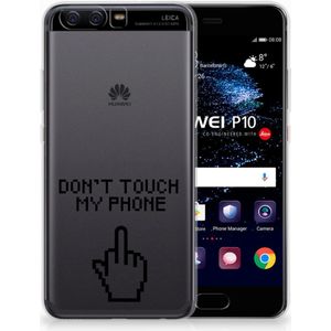 Huawei P10 Silicone-hoesje Finger Don't Touch My Phone