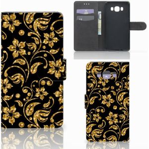 Samsung Galaxy J7 2016 Hoesje Gouden Bloemen