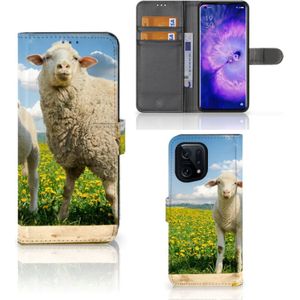 OPPO Find X5 Telefoonhoesje met Pasjes Schaap en Lammetje