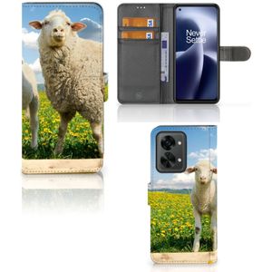 OnePlus Nord 2T Telefoonhoesje met Pasjes Schaap en Lammetje