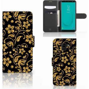 Samsung Galaxy J6 2018 Hoesje Gouden Bloemen